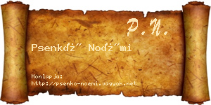 Psenkó Noémi névjegykártya